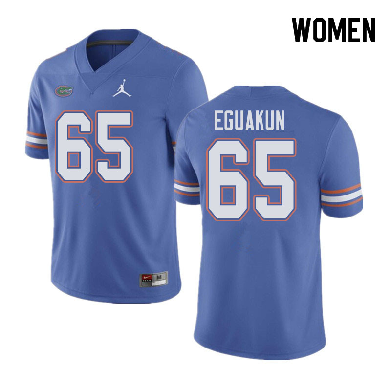 Jordan Brand Women #65 Kingsley Eguakun Florida Gators College Football Jerseys Sale-Blue - Click Image to Close